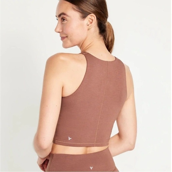 NWOT! Old Navy Warm Taupe Light Support PowerChill Longline Sports Bra 🤎 - Picture 2 of 4